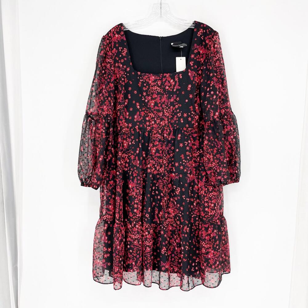Maison Tara Long Sleeve Floral Chiffon Dress Size 16